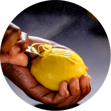 Lemon rind being peeled off the lemon